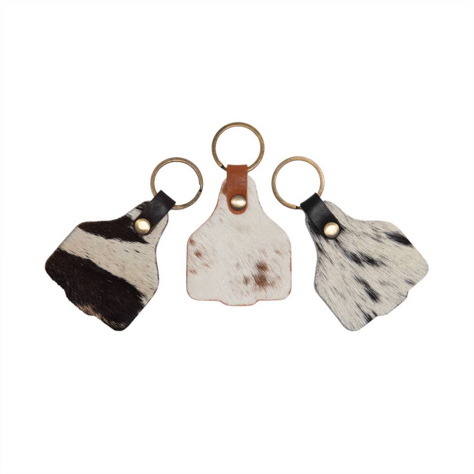 Cattle Tag Cowhide Keyring - Lombok