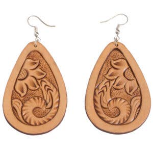 TE-01 - Tooled Pear Drop Earrings -Surgical Steel