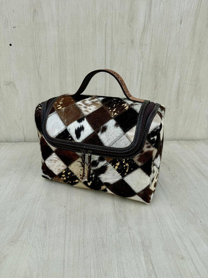 Patchwork Cowhide and Tooling Leather Toiletries Bag – AT66