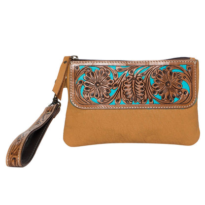 Tooling Hand Carved Small Clutch with Turquoise Base - TLC45