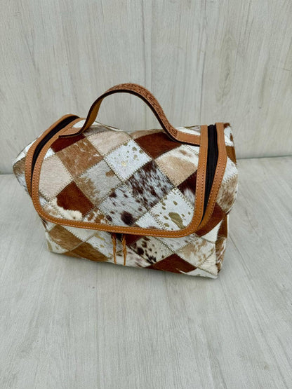 Patchwork Cowhide and Tooling Leather Toiletries Bag – AT66