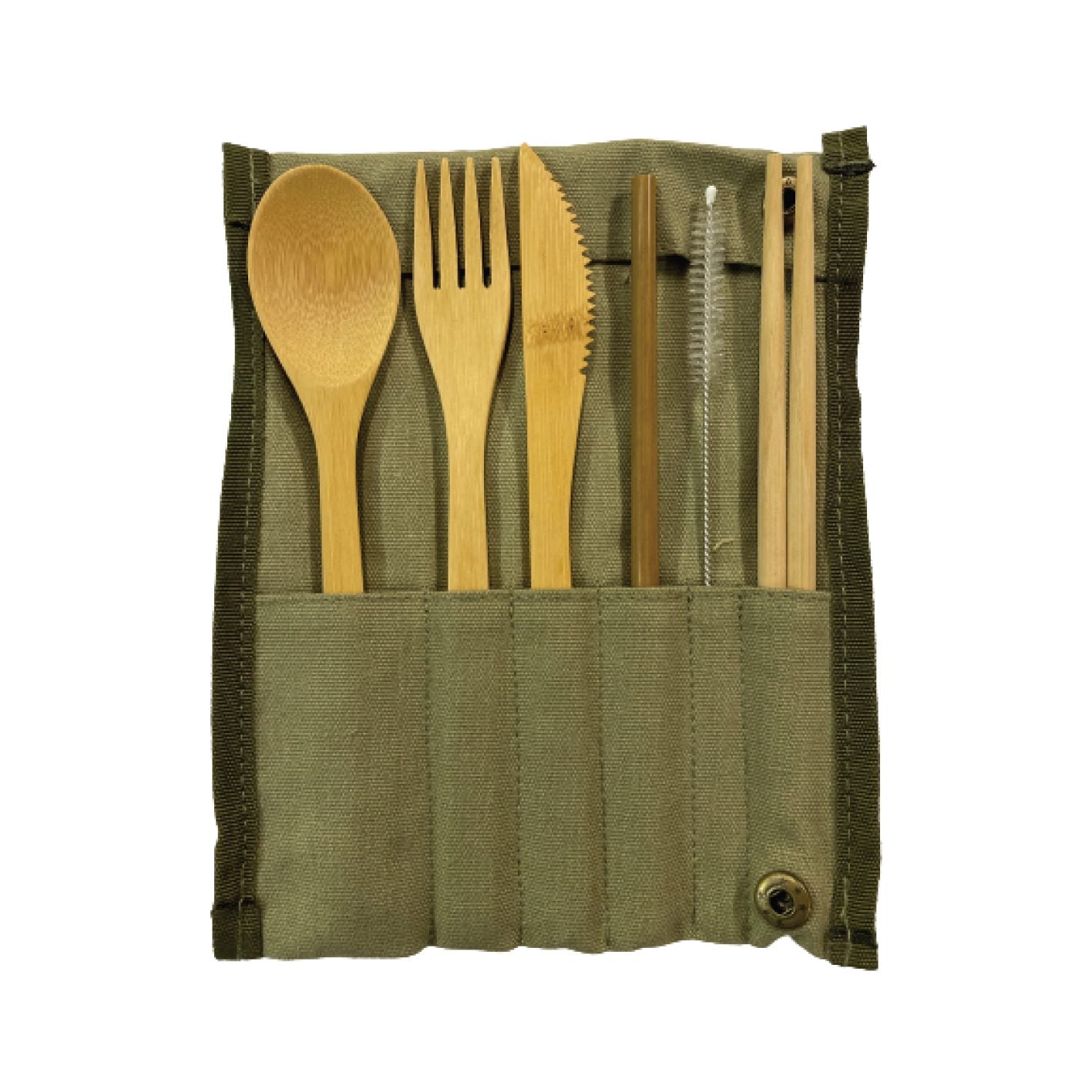 Bamboo Cutlery Set - Reusable - Olive