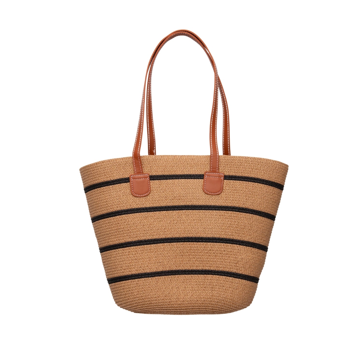 Weave Tote Bag - Tan/Black