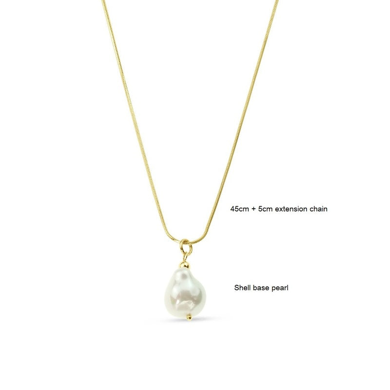 Shell Pearl Pendant Necklace