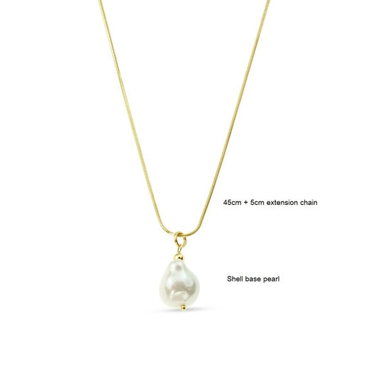 Shell Pearl Pendant Necklace