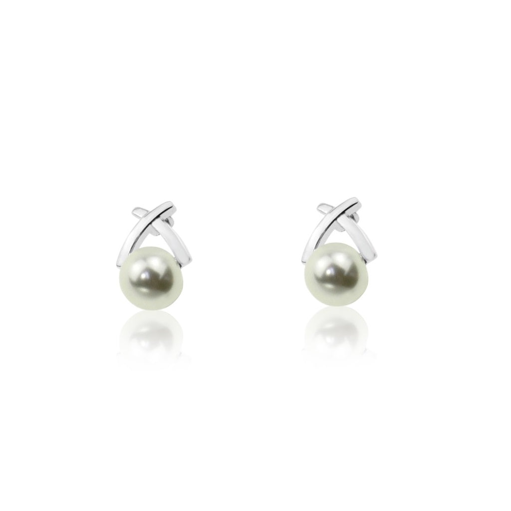 X Glass Pearl Earrings