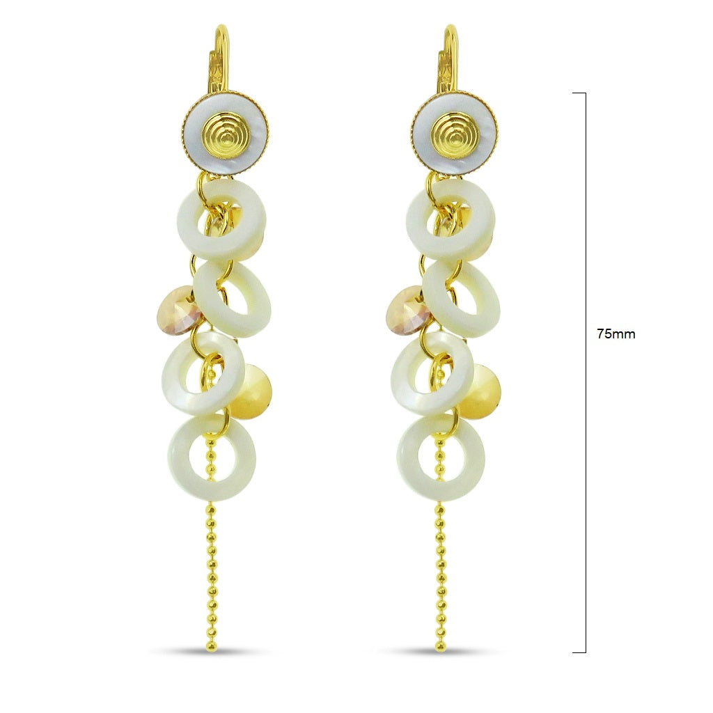 Crystal & Shell Drop Earrings