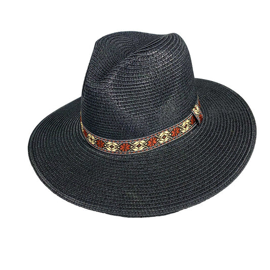 Wide Brim Fedora Hat with Fabric Band