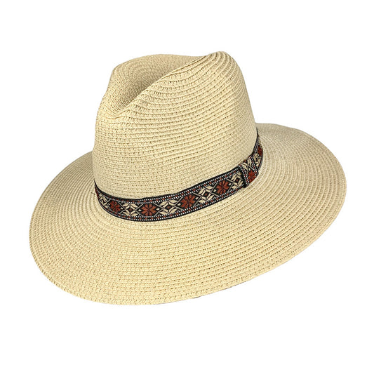 Wide Brim Fedora Hat with Fabric Band