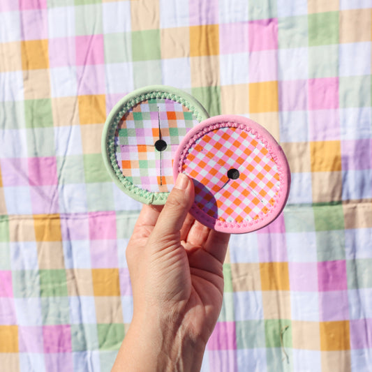 Picnic Retro Check Wine Glass Coaster