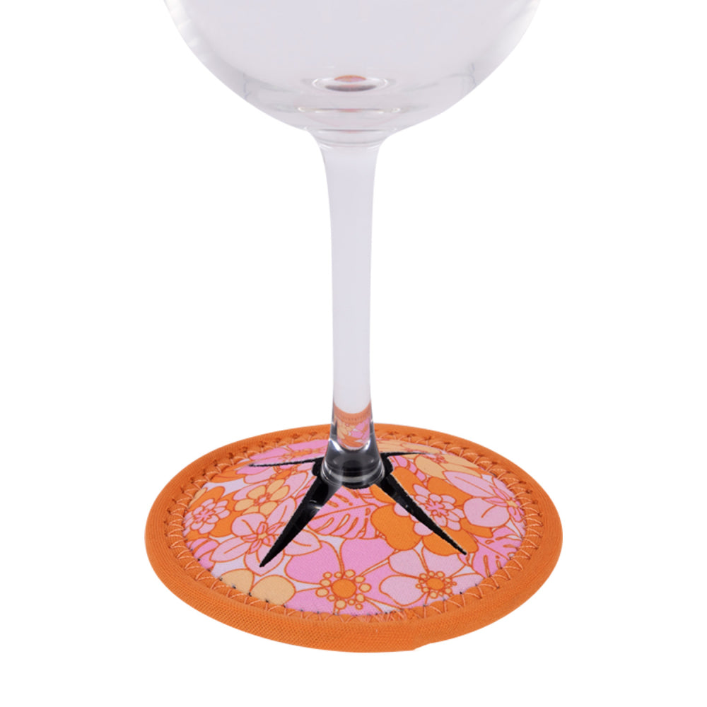 Picnic Retro Floral Wine Glass Coaster