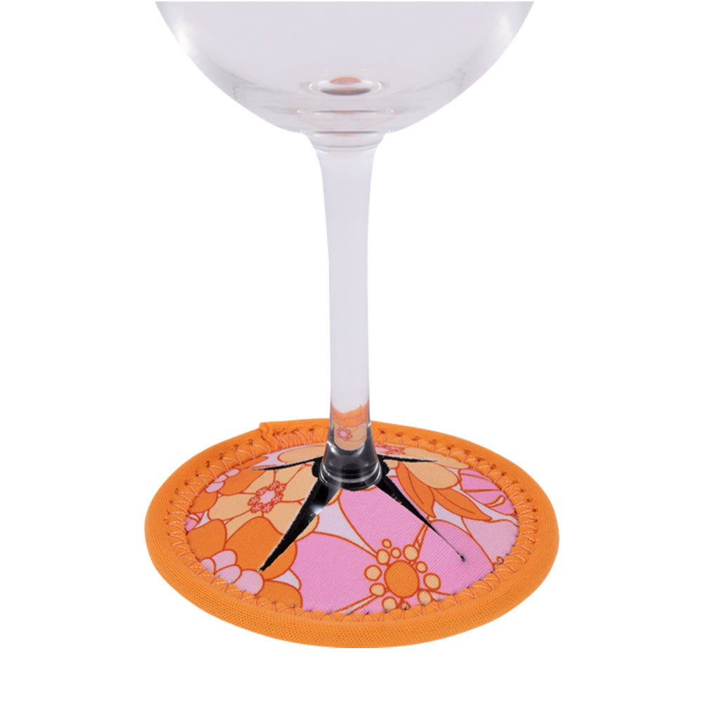 Picnic Retro Big Floral Wine Glass Coaster