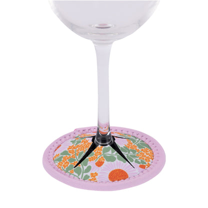 Picnic Retro Spring Floral Wine Glass Coaster