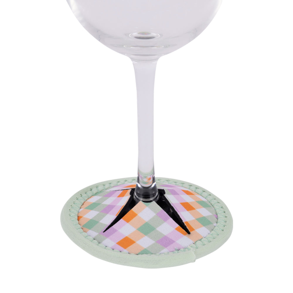 Picnic Retro Check Wine Glass Coaster