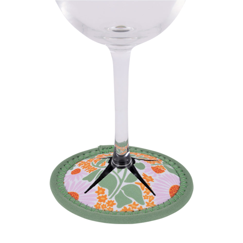 Picnic Retro Spring Big Floral Wine Glass Coaster