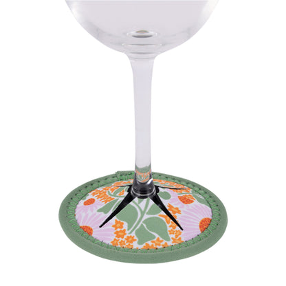 Picnic Retro Spring Big Floral Wine Glass Coaster