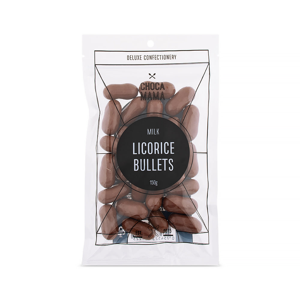 Chocamama Milk Licorice Bullets 150g