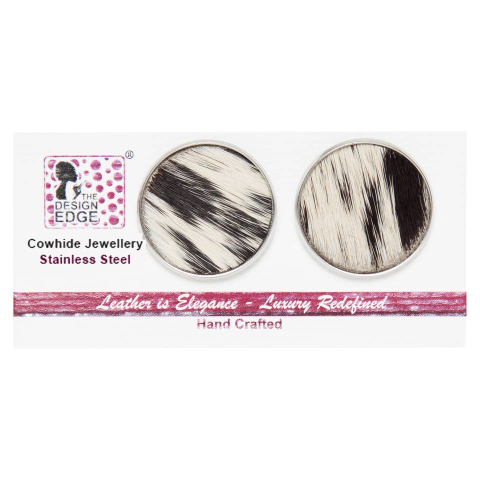 Uganda - Stud Earrings - Cowhide 20MM Stainless Steel