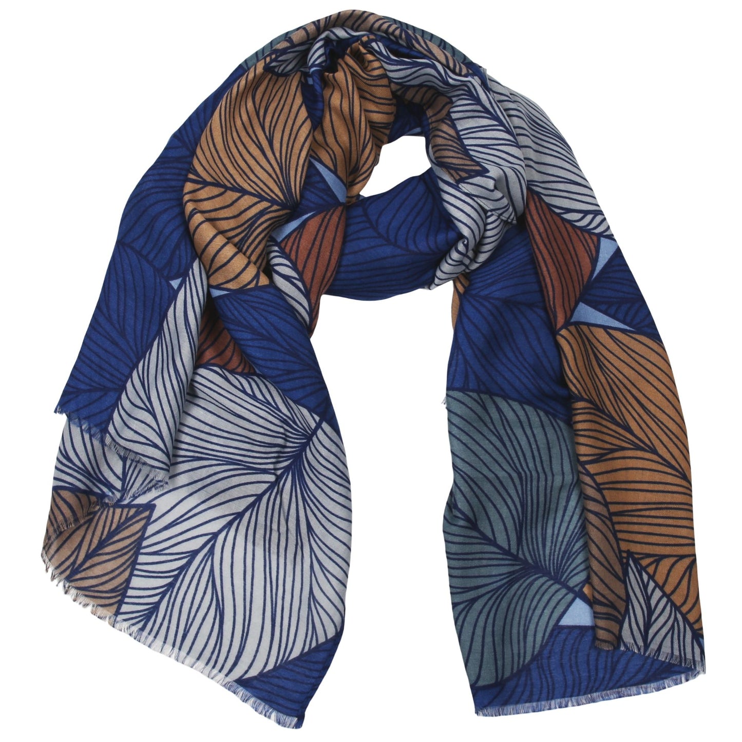 Leaves Scarf Blue