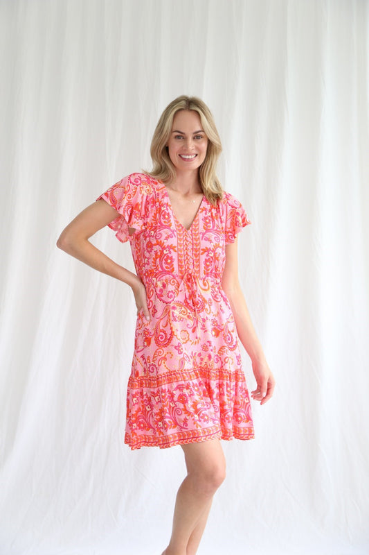 Pink Paisley Mini Dress